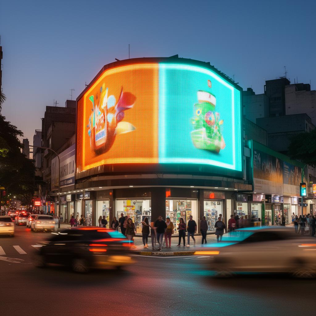 Painel de LED em cruzamento movimentado